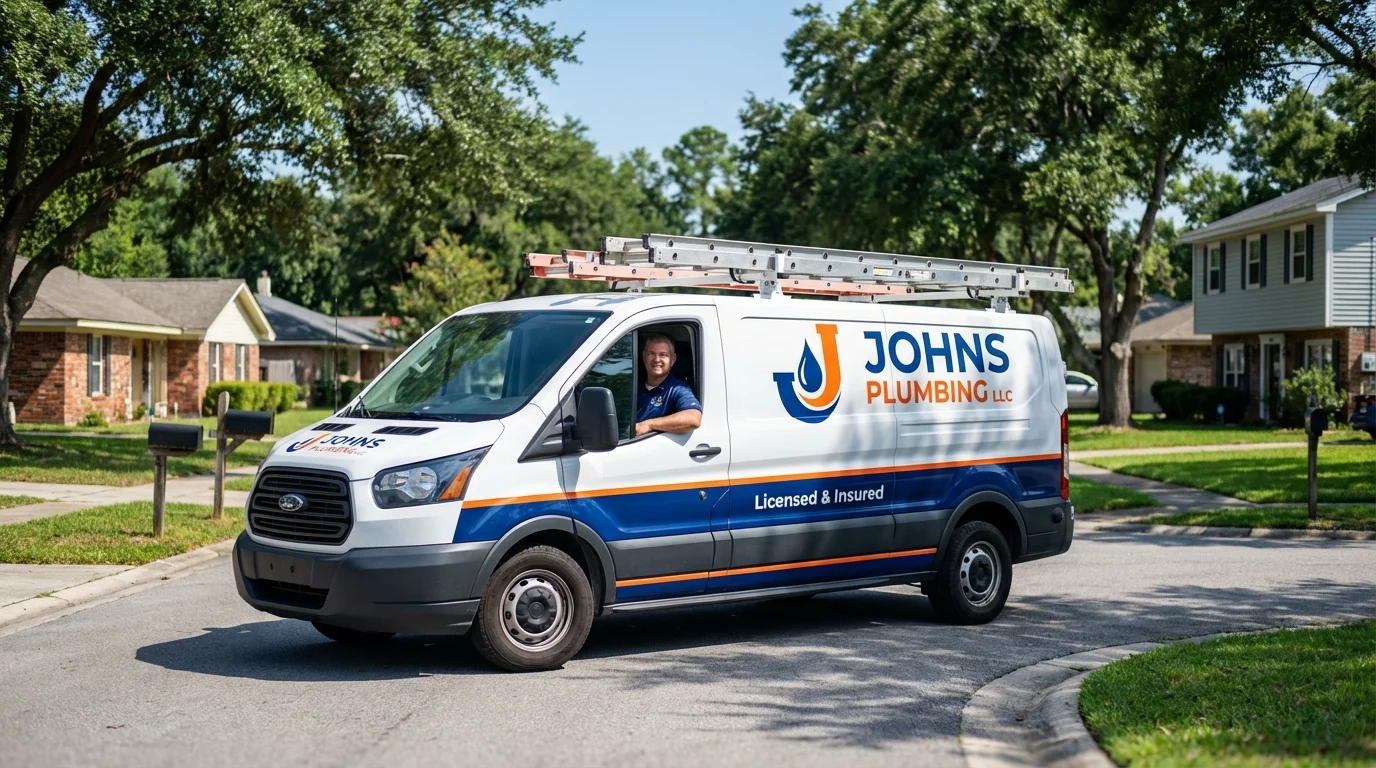 Johns Plumbing LLC service van in Rice, MN