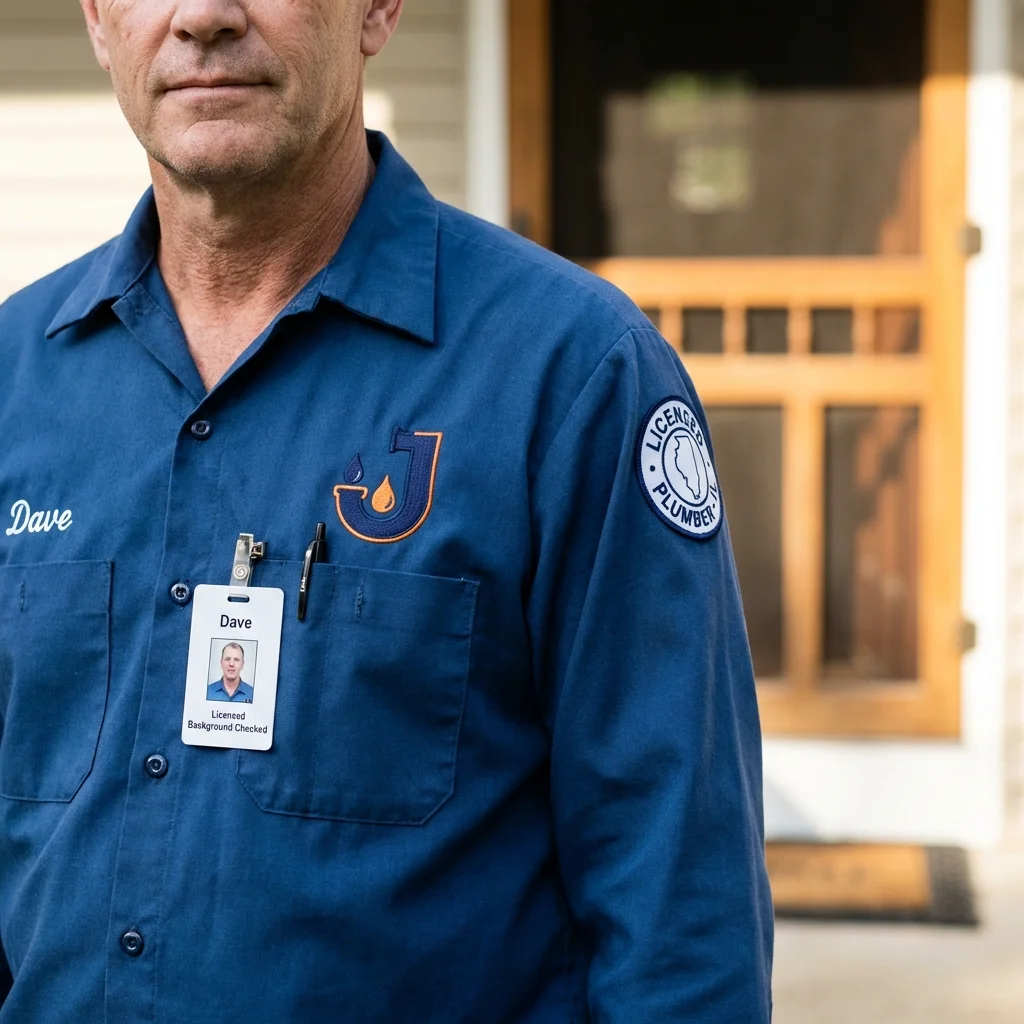 Licensed plumber showing ID badge in Rice, MN