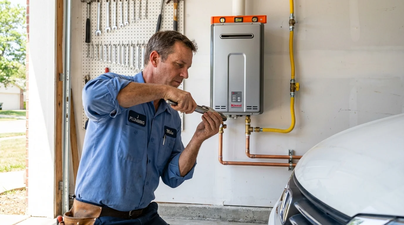 Tankless water heater installation by a Johns Plumbing LLC plumber in Rice